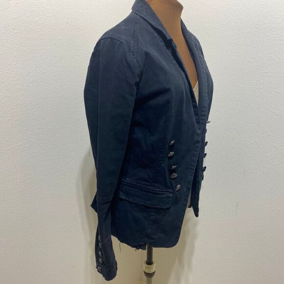 Free People Black Military Jacket w/Silver Buttons Size Medium - Picture 3 of 10